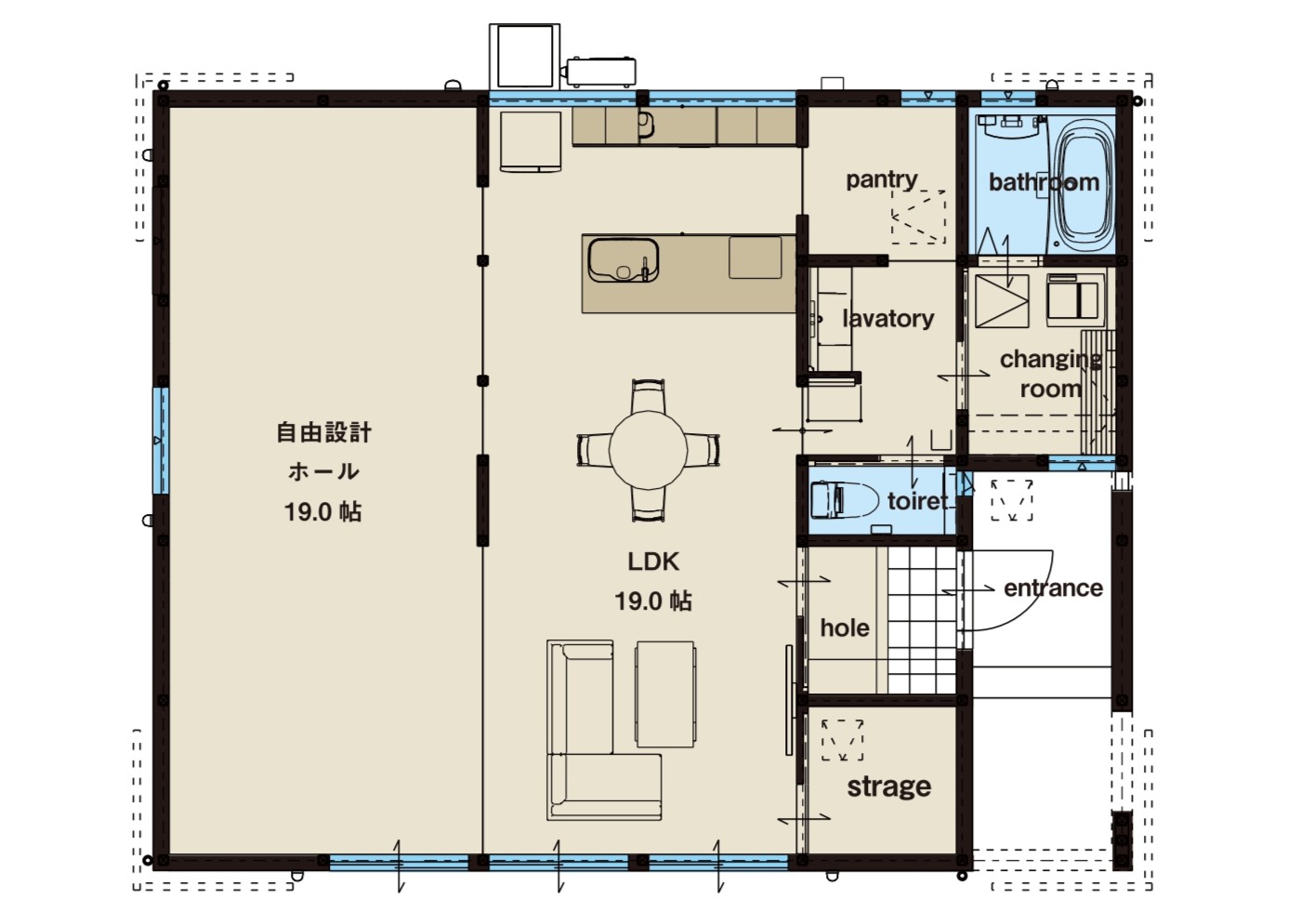 伝統的なデザインの家間取り