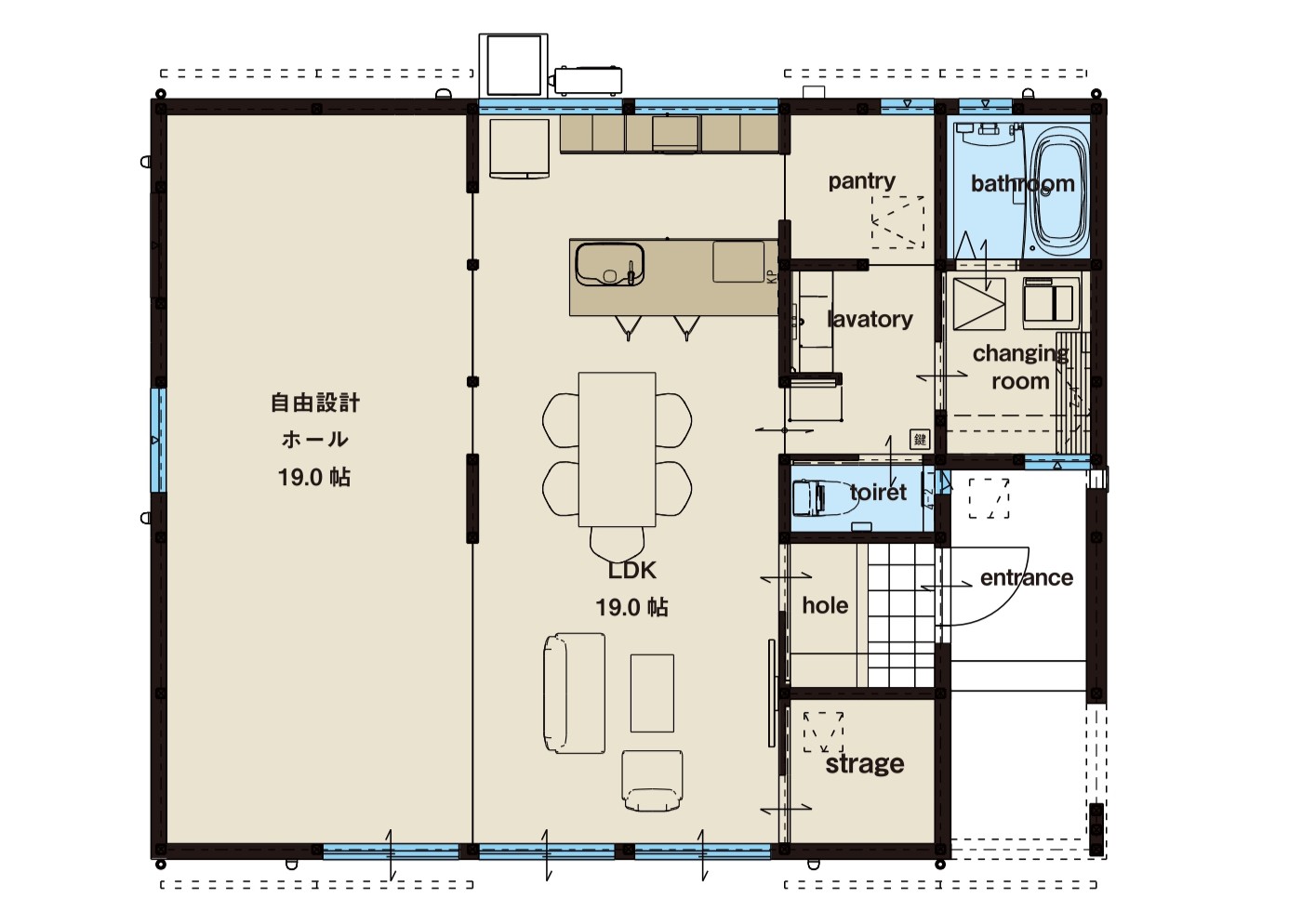 いつまでも白さが続く家間取り